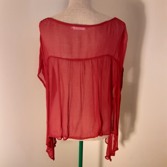 LACAUSA sheer red oversized babydoll top small - Picture 5 of 8